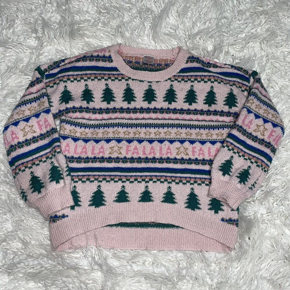 Holiday Time Pink Christmas Sweater Kids Size 10-12 Plus